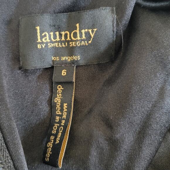 Laundry by Shelli Segal Black Cocktail Dress Size 6 Zippers and Wrap Styling - Picture 5 of 6